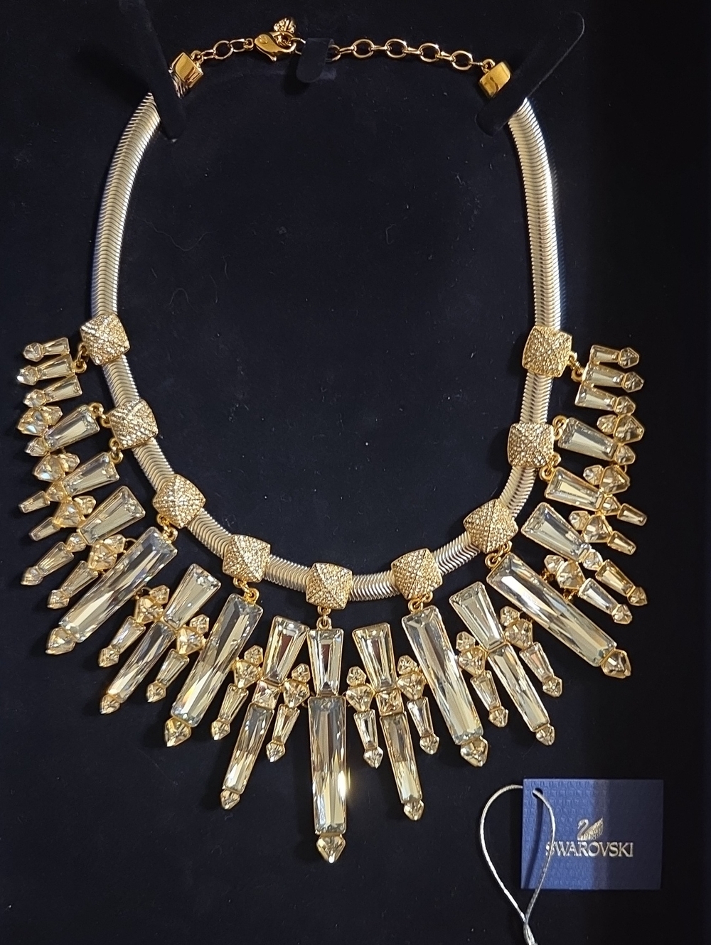 Swarovski Gold Crystal Fringe Necklace